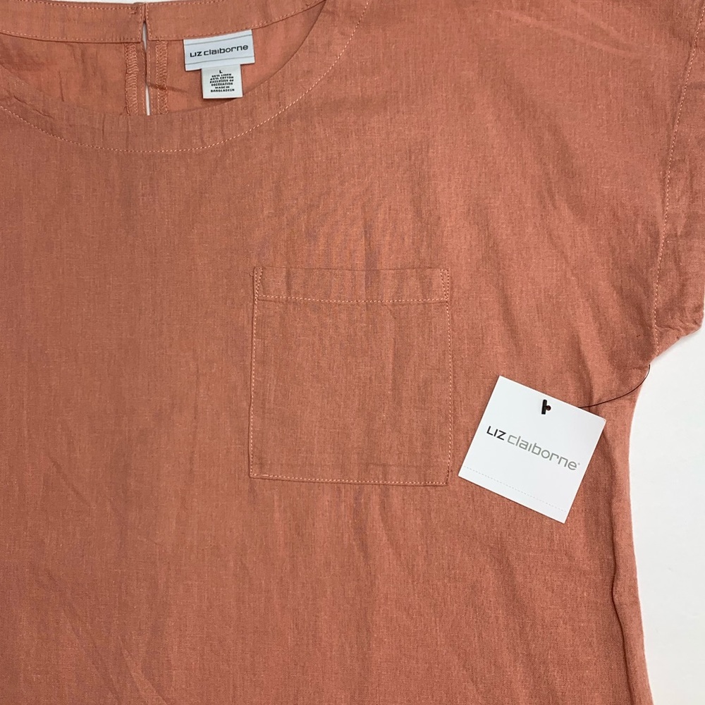 Liz Claiborne Linen Top Flax LagenLook Raw Hem - Picture 14 of 16